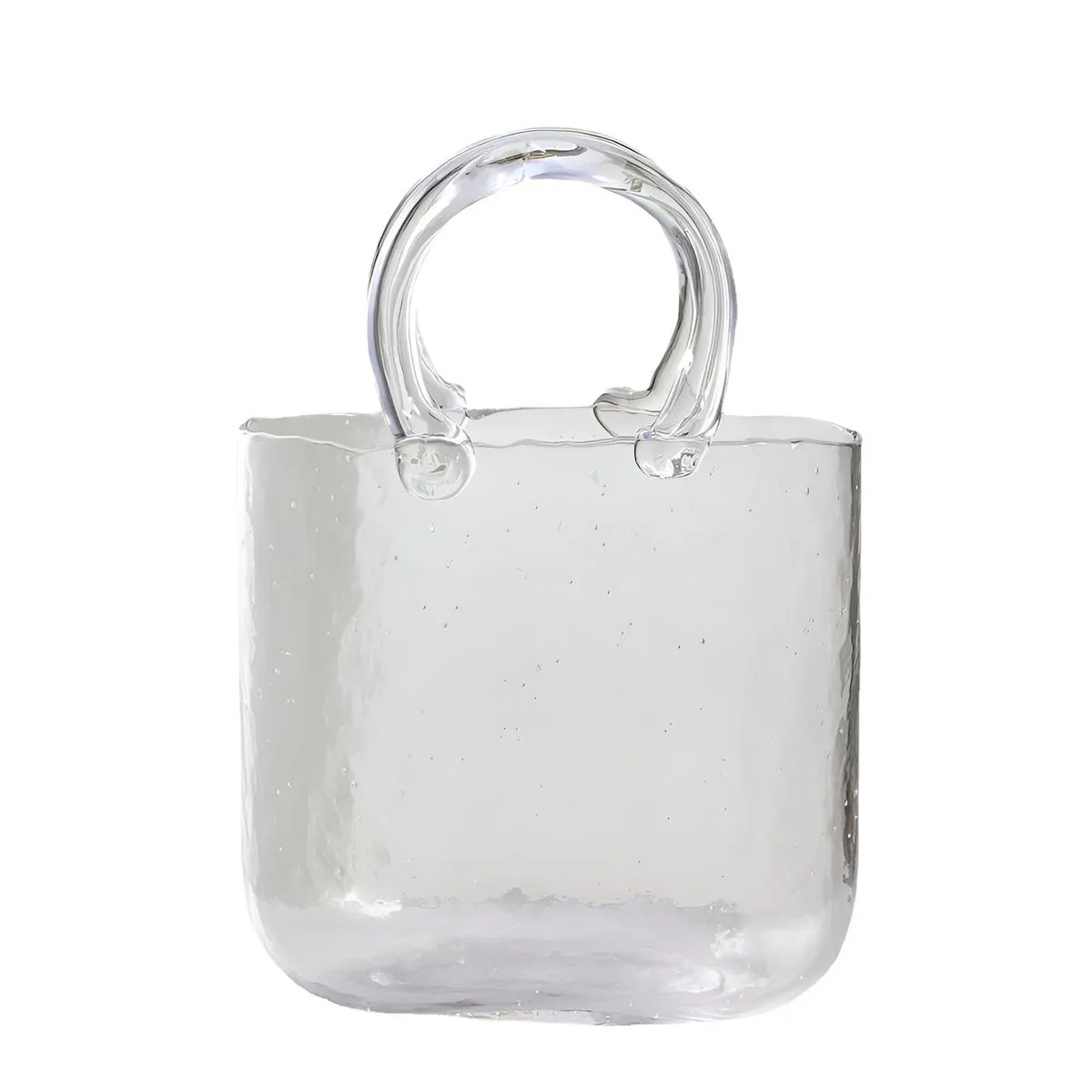 Glass Purse Shaped Decorative Centerpiece Vase for Flowers & Home - Clear