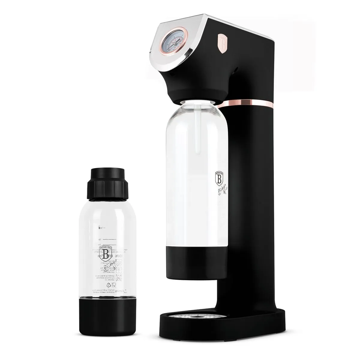 Berlinger Haus Soda Maker with 2 Bottles & Barometer - Black Rose