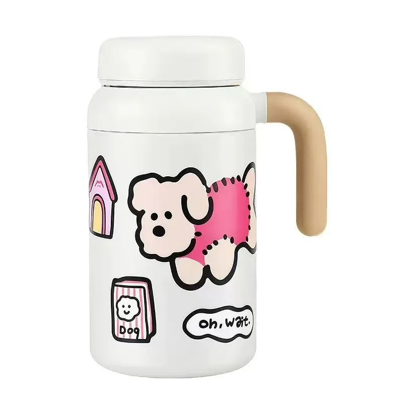 700ml Powdered Puppy Thermal Cup - 316 Stainless Steel with Handle - Office