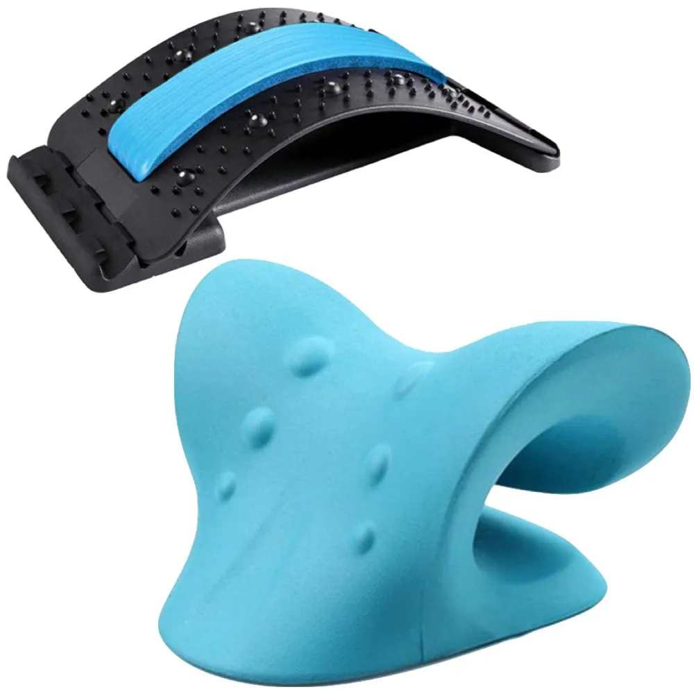 Health Pain Relief Vertebrae Neck Relaxer & Magnetotherapy Back Stretcher - Blue