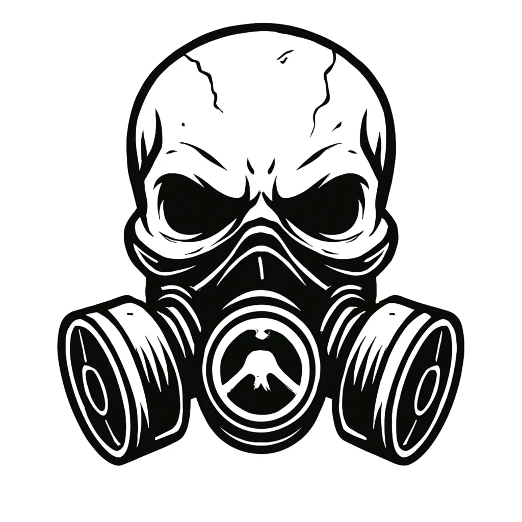 Post-Apocalyptic Skull Vinyl Sticker - Mask Decal for Vehicles, Laptops - Black