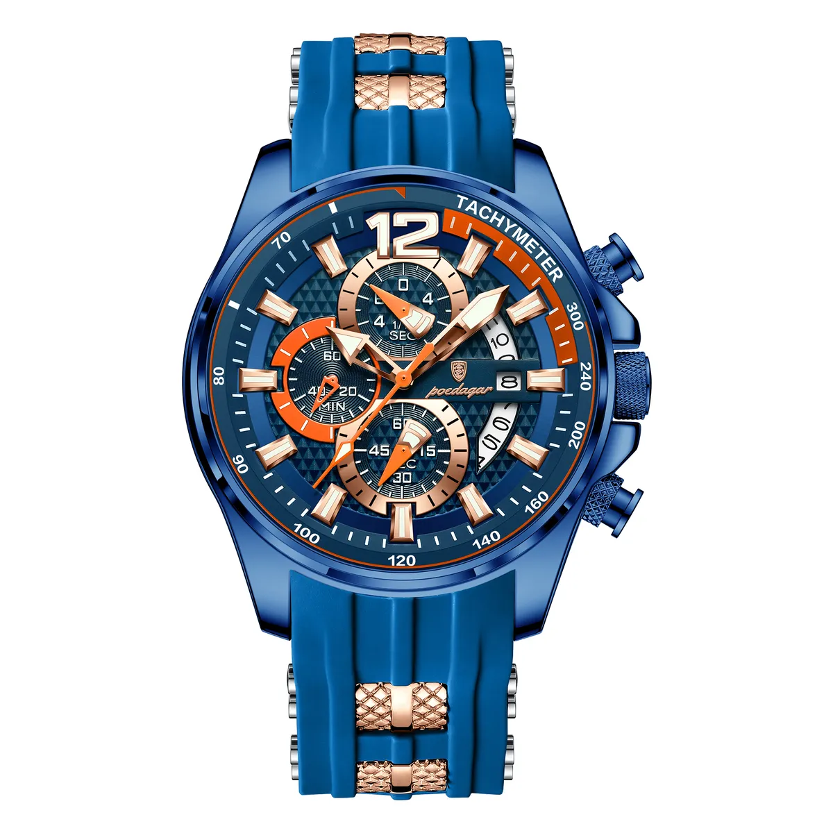 Mens Watches for Men Casual Chronograph Waterproof Sport Military Watch - Blue