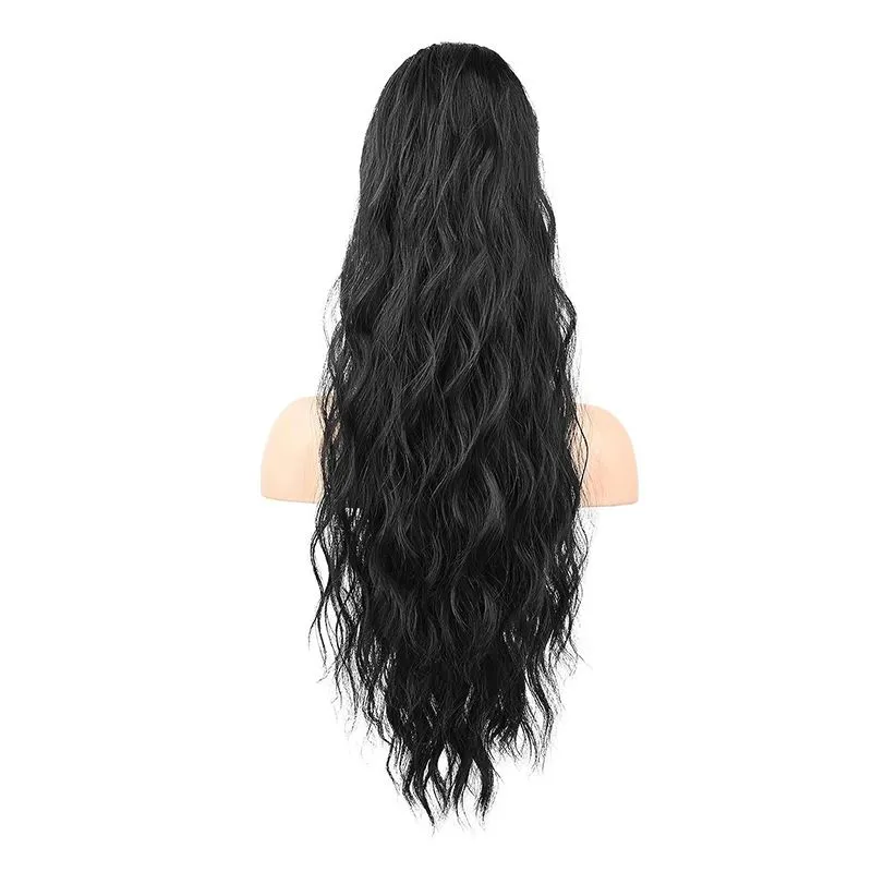 Ladies drawstring ponytail water ripple wig elastic mesh wig braid
