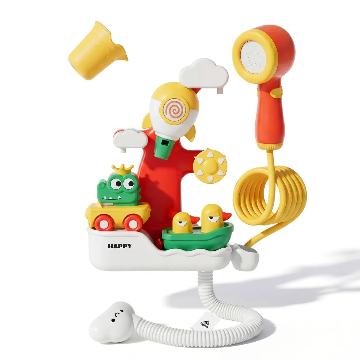 Topika 4-in-1 Electric Bath Toys, Rocket Whistle, Car & Yacht Fun