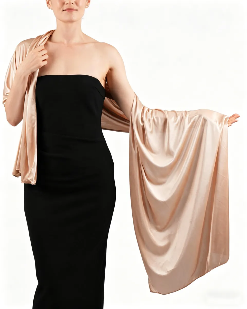 Women's Satin Shawl, Elegant Formal Cover-Up for Evening Dresses