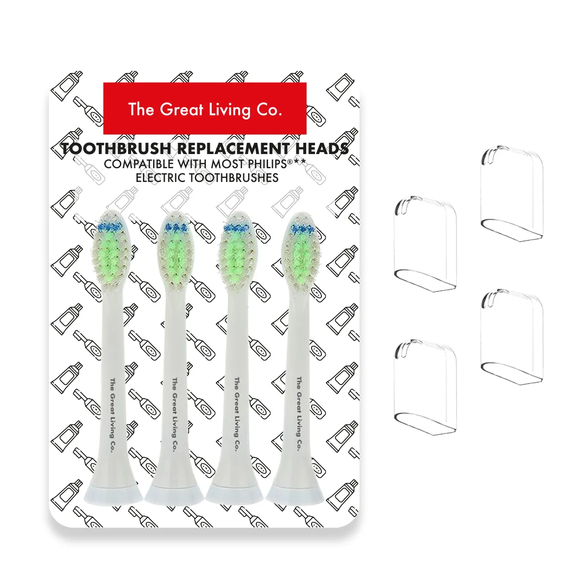 Toothbrush Heads Compatible with Philips Sonicare DiamondClean & Brush Covers - 4 Pack