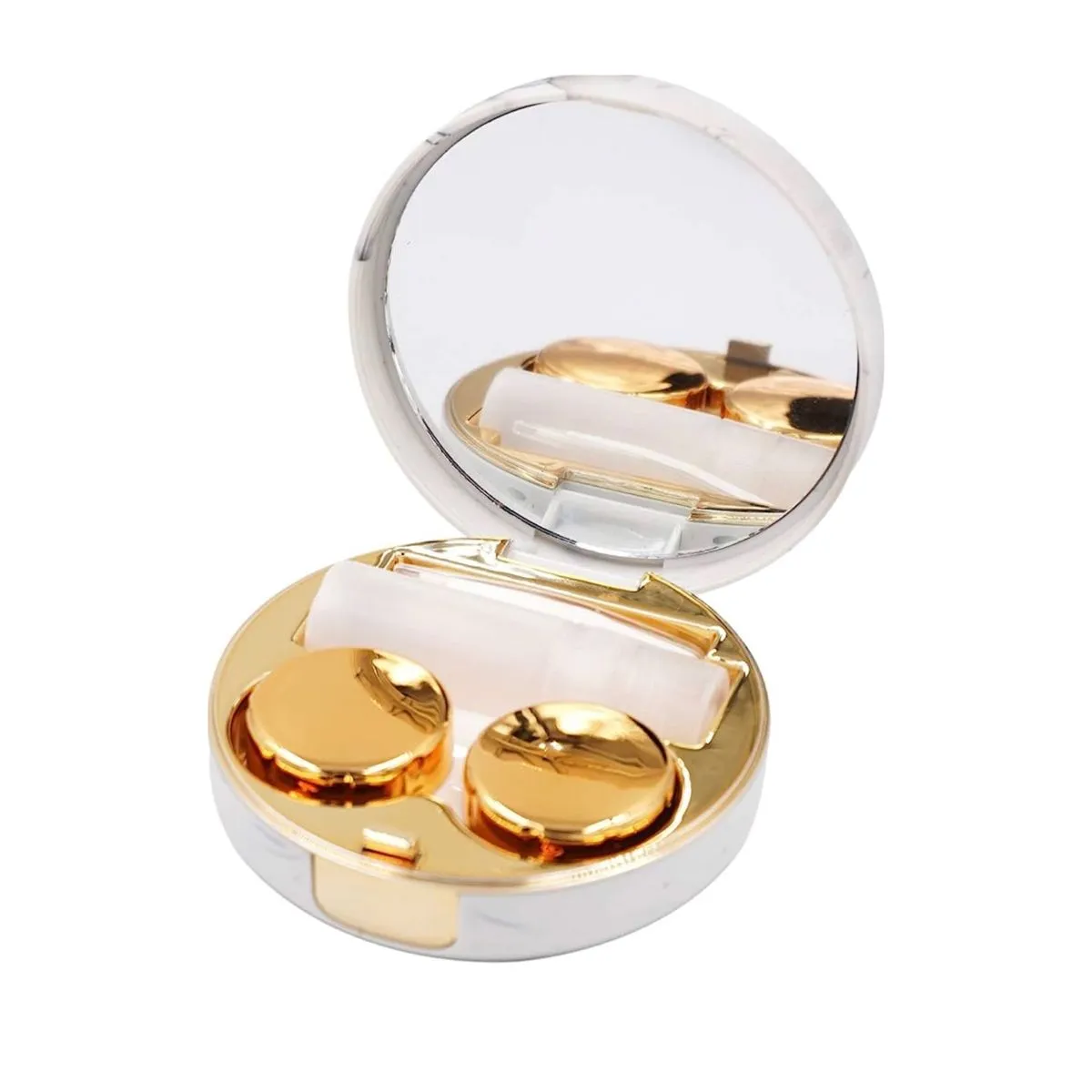 Marble Contact Lens Case and Accessories - Gold