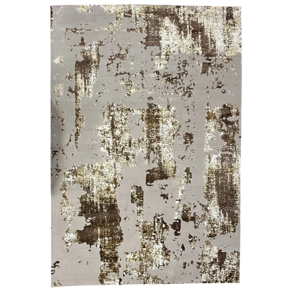 Unique Abstract Beige/Gold Tones Turkish Large Machine-Made Area Rug/Carpet