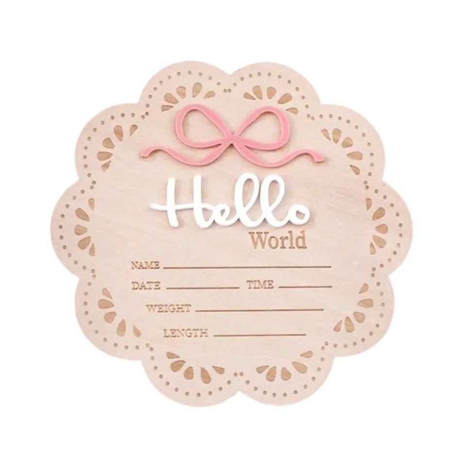 New Bay Birth Announcement - Flower Bow Pink
