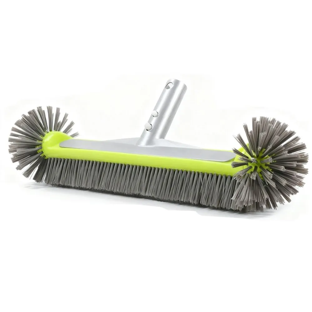 43cm Plastic & Aluminum Pool Cleaning Brush Nylon Bristles - Grey