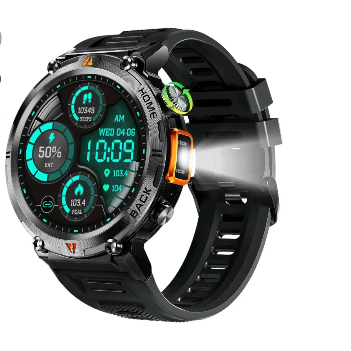 Military Sports Watch with LED Flashlight