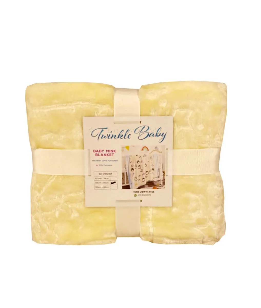 Twinkle Baby Embossed Mink Baby Blanket - Lemon