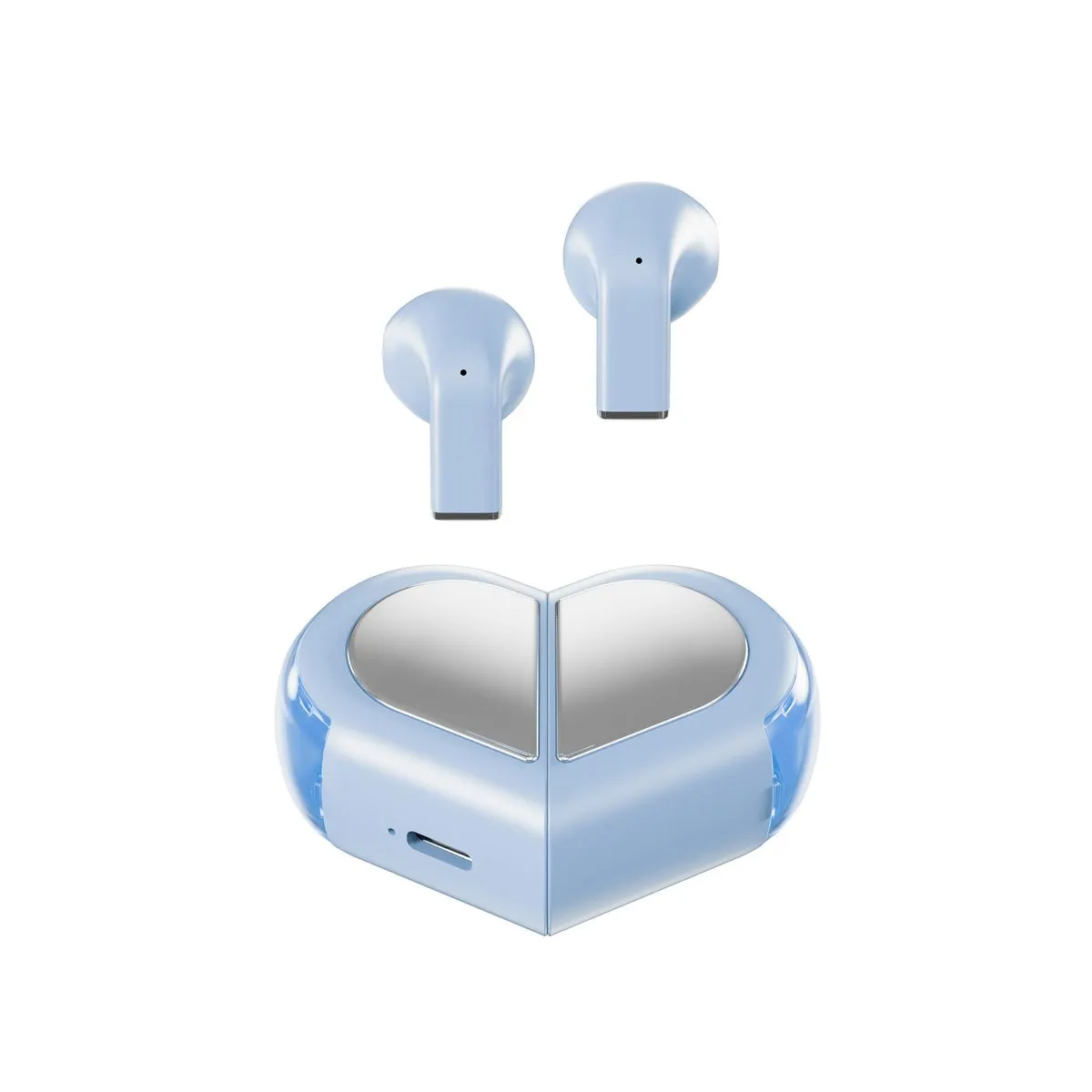 K520 Creative Heart Rotating Bluetooth Earbuds - Blue