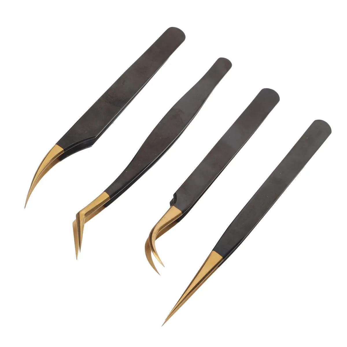 Eyelash Tweezer Curved Precision Tool 4pcs