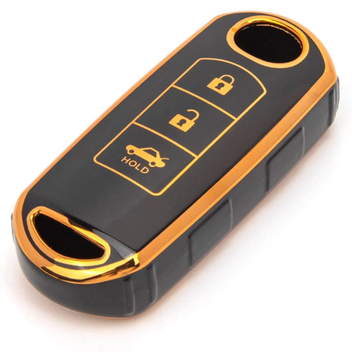 3 Buttons TPU Key Covers Compatible With Mazda Soft Protection Car Key - Black