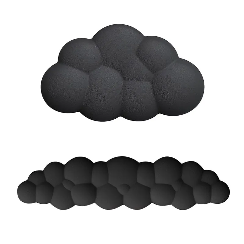Cloud Shape Wrist Rest Pad Anti-Slip Desk Mat Memory Foam Palm Rest - Black