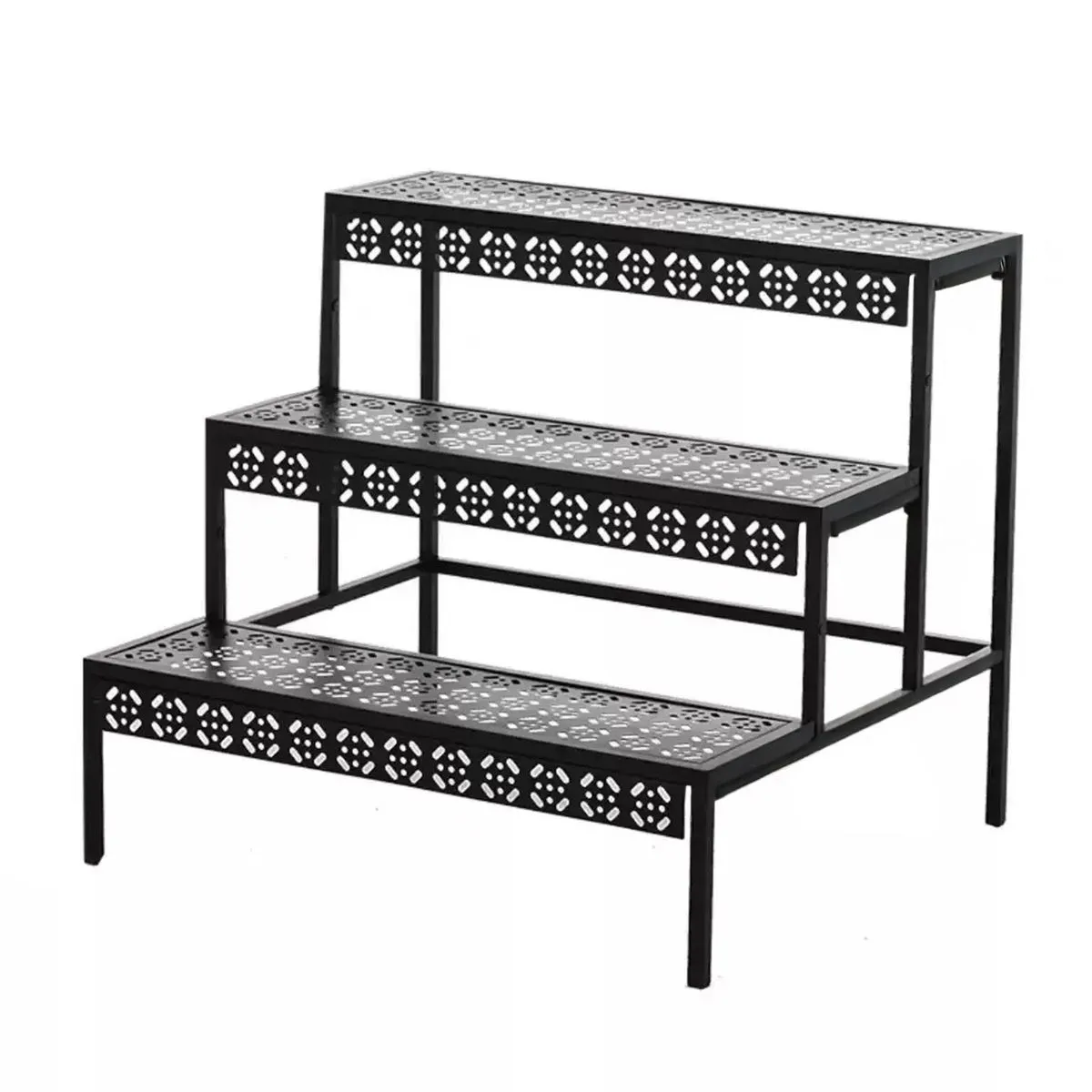Multi-tiered Wrought Iron Outdoor Rust-Proof Freestanding Plant Stand