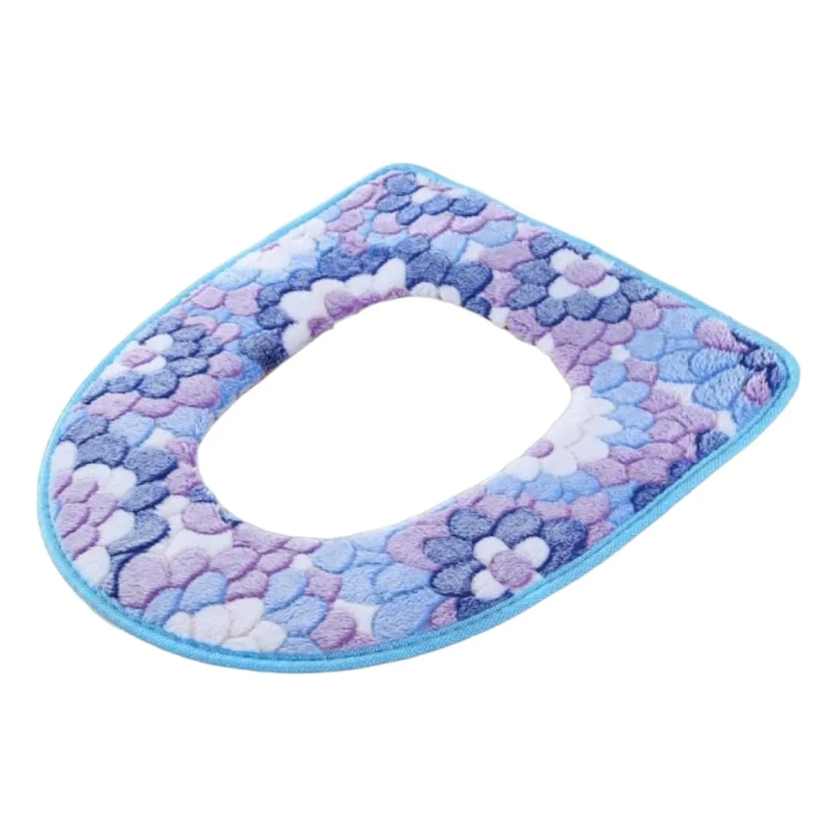 Cushioned Floral Toilet Seat Cover Universal Fit - Floral Blue