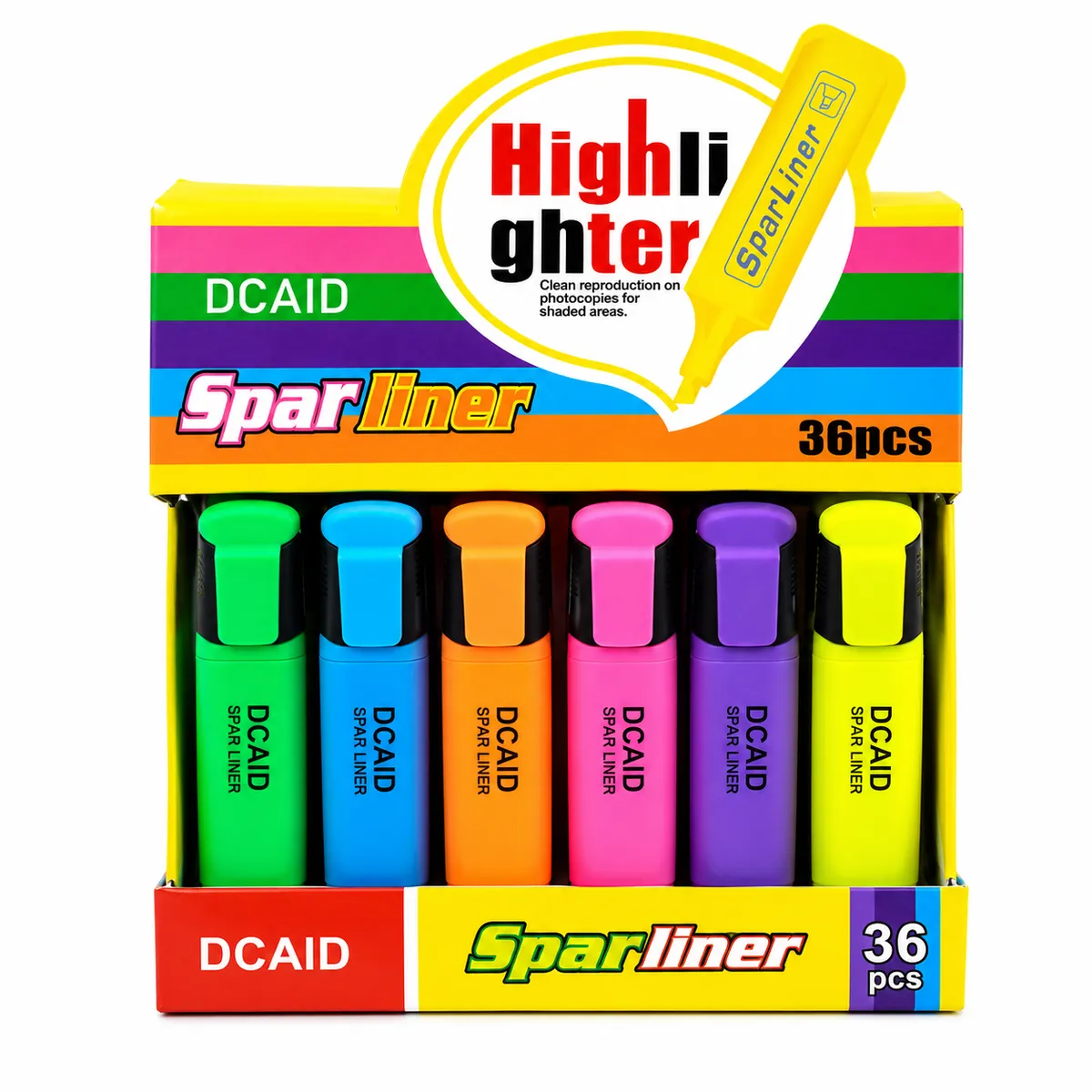 DCAID 36PCS Assorted Neon Highlighter Pens Chisel Tip Marker Set