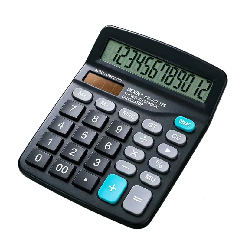 Silent 12-Digit Calculator Solar & Battery Dual Power / Black