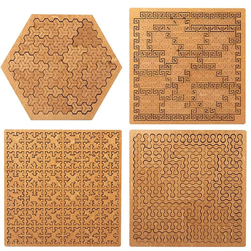 Fractal Tray Puzzles, Hard Difficult Wooden Jigsaw Puzzles for Adults,