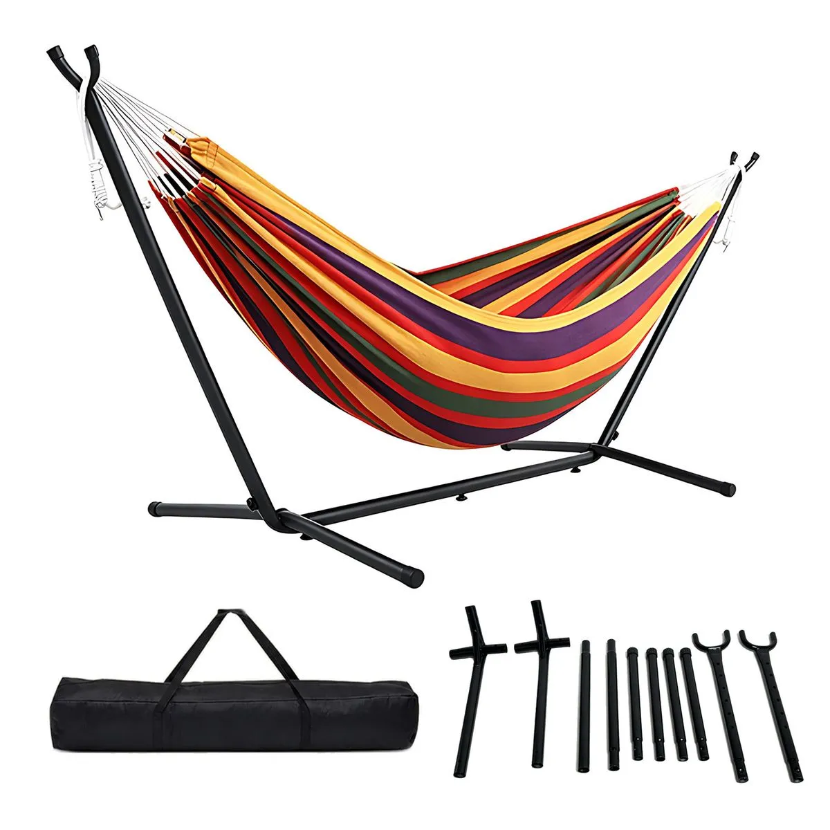 Outdoor Ram Horn Hammock for Camping Hiking Portable Double with Bag