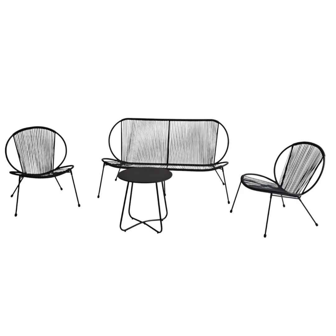 George & Mason Acapulco Patio Steel Wicker Set - Black