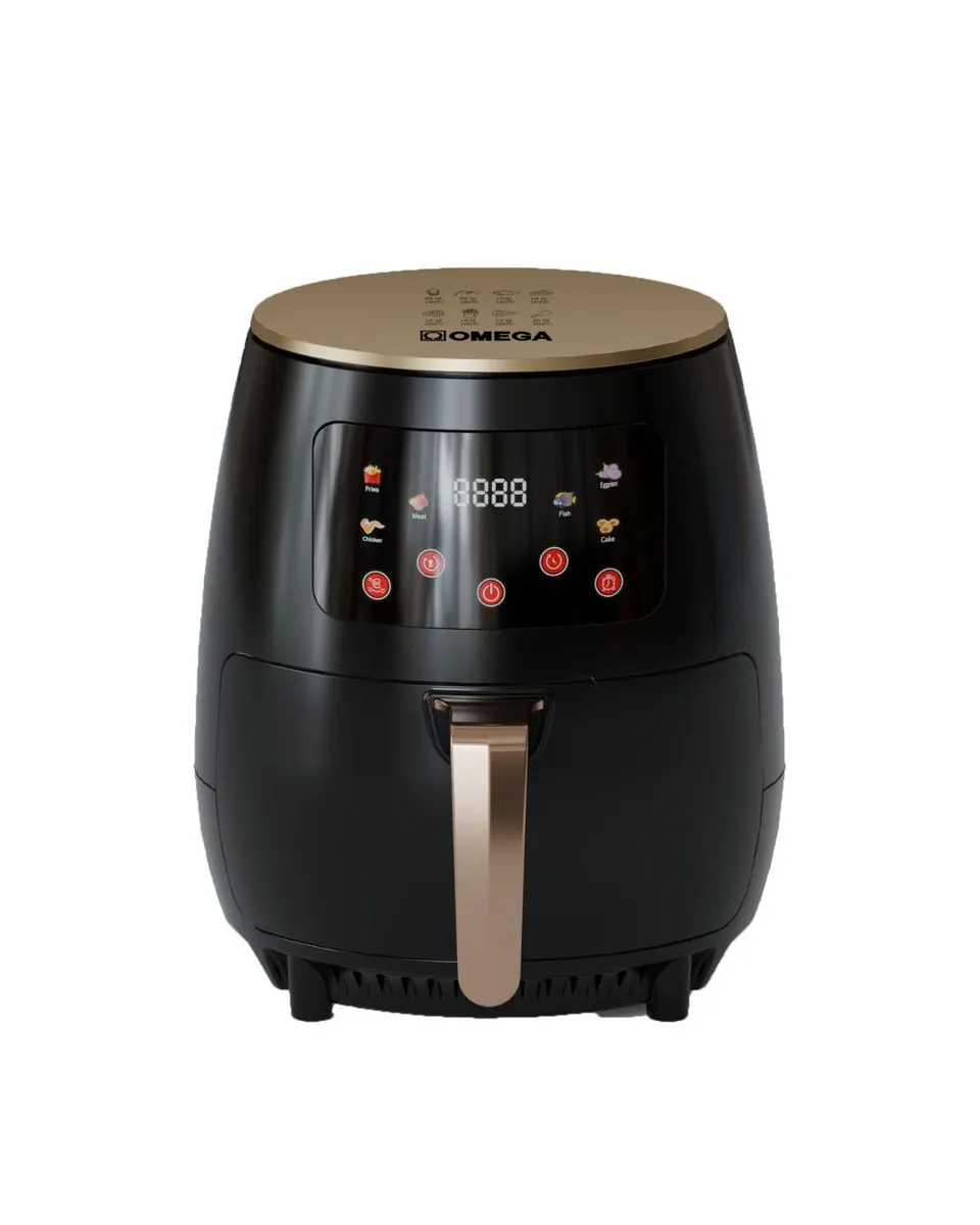 Omega 4.5L Extra-Large Digital Air Fryer with Touch LCD in Modern Black