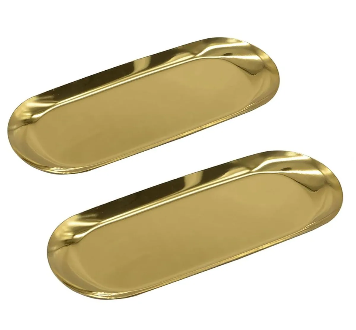 Gold Oval Stainless Steel Trinket Trays Daily Use