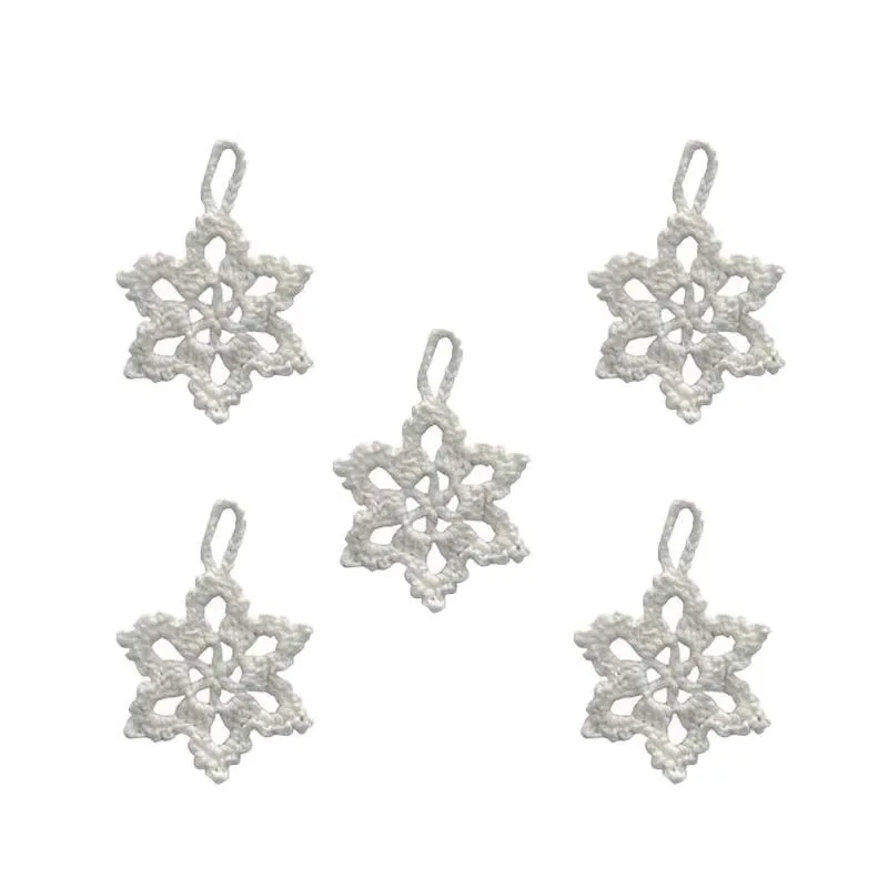 Christmas Tree Snowflake Pendant Ornaments, 5Pcs Crochet Decorations