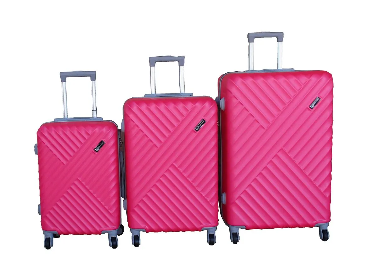 3-Piece Travel Luggage Suitcase Bag Set-Stylish, And Convenient - Hot Pink