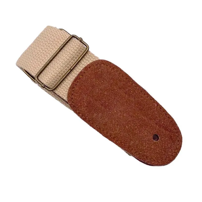 Guitar Strap Folk Adjustable Pure Cotton Guitar Strap(Khaki)