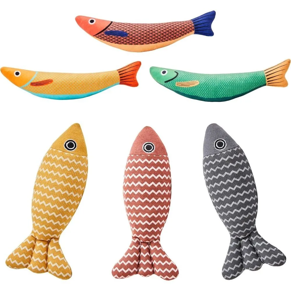 3 Pack Saury Fish and 3 Piece Soft Linen Crinkle Sound Fish