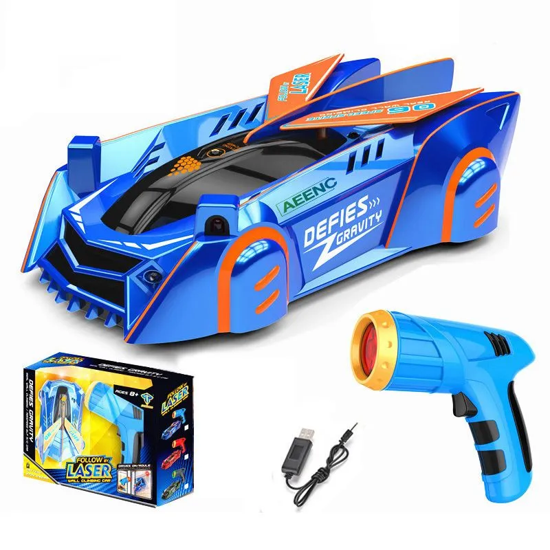 Light Control Wall Climbing RC Car,Kids Laser Remote Control Racing Toy Car - Blue