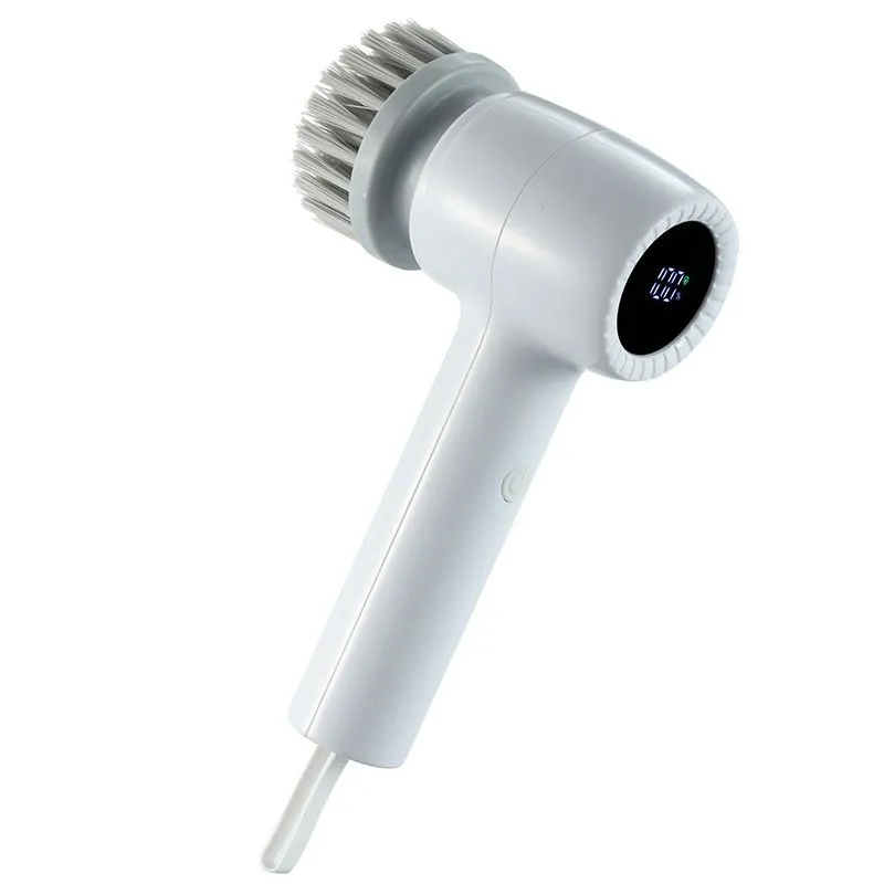 Electric Spin Scrubber, 5 Brush Heads, Waterproof, Grey, Mini
