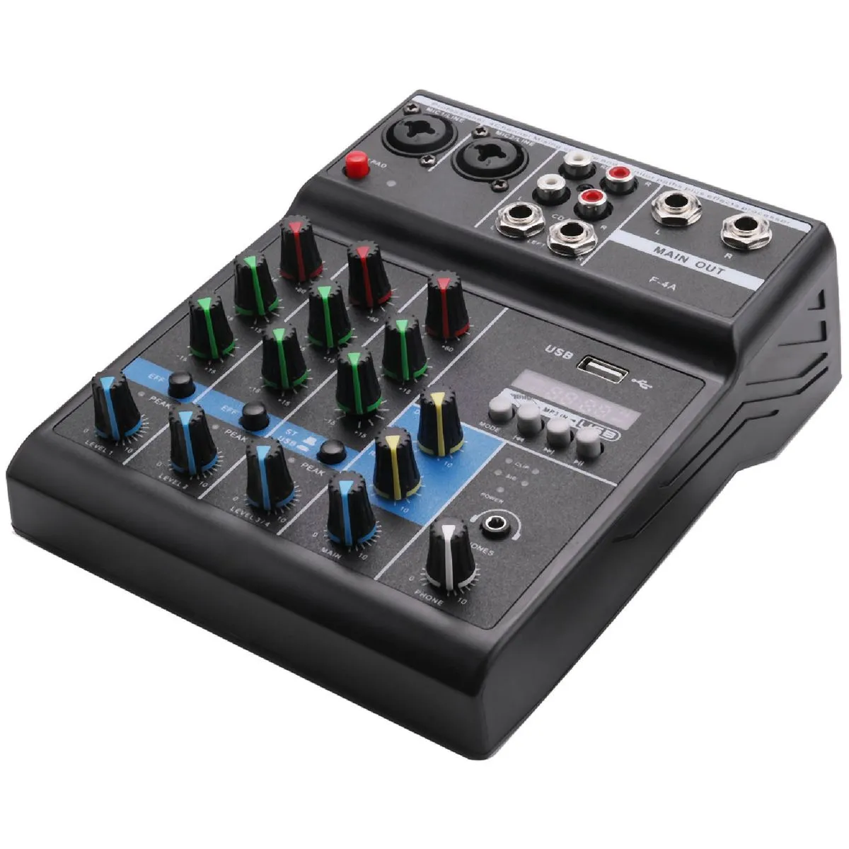 Portable Audio Mixer Bluetooth Mixer DJ Console with Reverb Effect