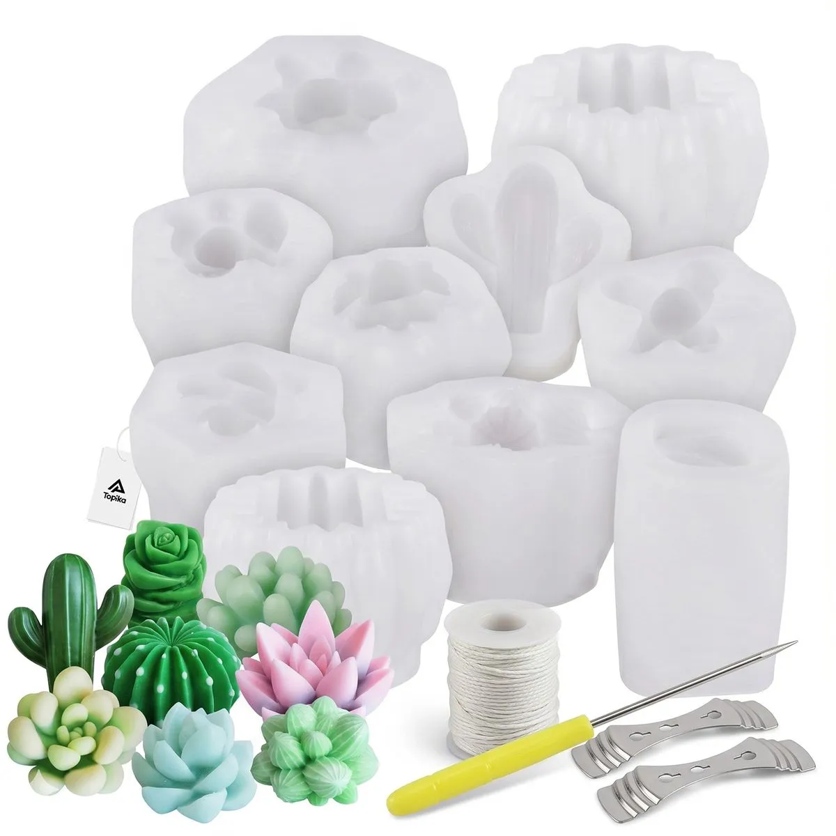 Topika Flower Silicone Mould 10pcs Succulent Silicon Molds, 3D Flower Mold