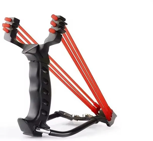 Outdoor Hunting Sling Shot High Velocity Catapult with a Rubber Band - Black