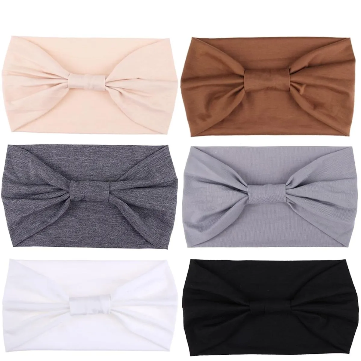 6 Pcs Wide Headbands for Women Non Slip Fashion Stretch Boho Head Bands