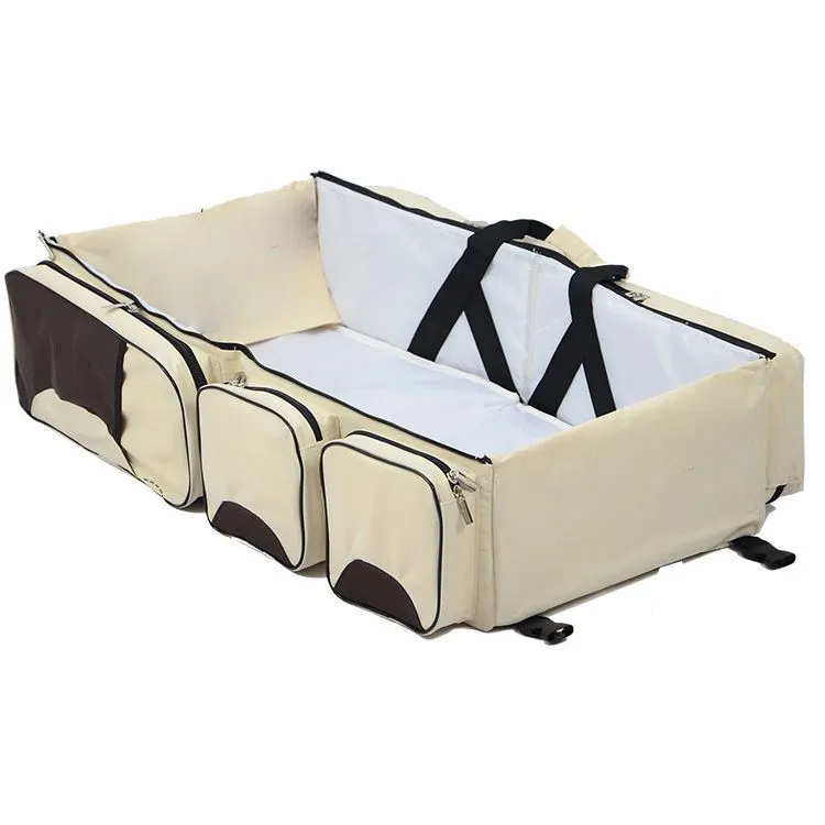 3 in 1 Portable Bassinet Diaper Change Station Sleeper Bag - Khaki