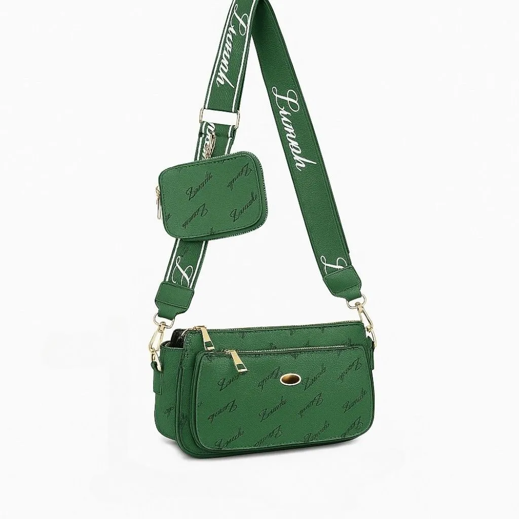 Ladies Stylish Vegan Leather Travel Purses Small Shoulder Handbags - Natural Green
