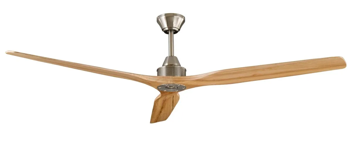 Timber Fans Remote Controlled Ceiling Fan - 1.3m - Natural with Brushed Steel 