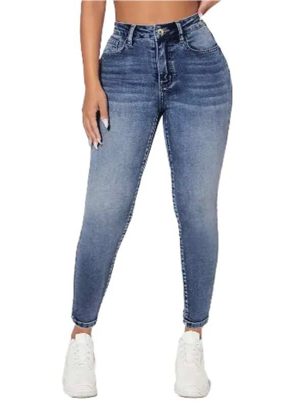 Elegant High-Waist Skinny Stretched-Fit Jeans for Women
