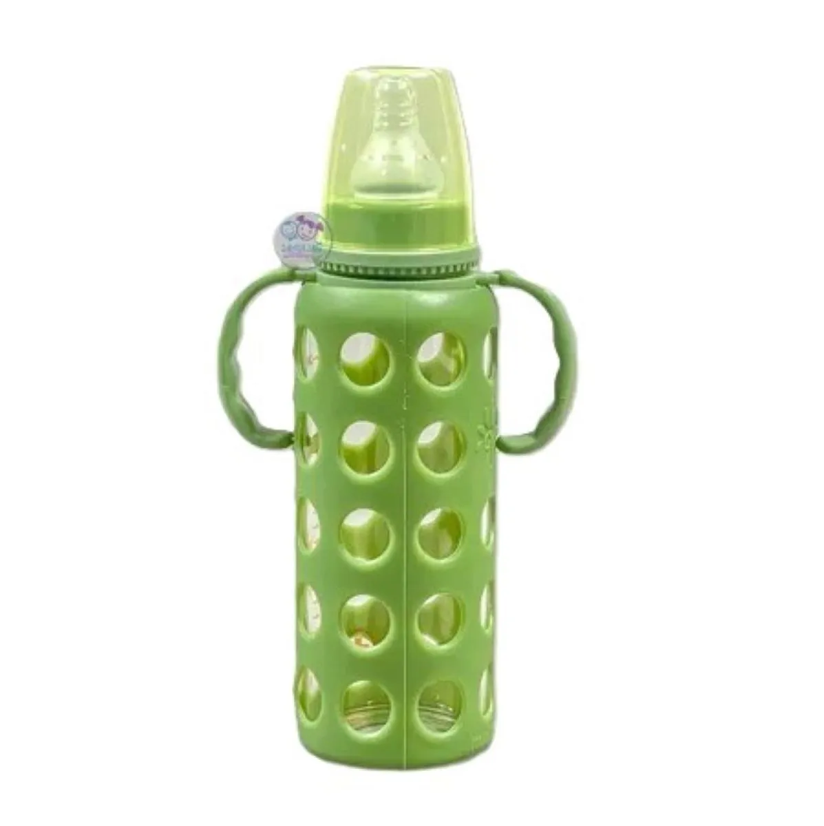 Minitree Regular Neck Glass Feeding Bottle 240ml. BPA-Free | 6+ Months - Green