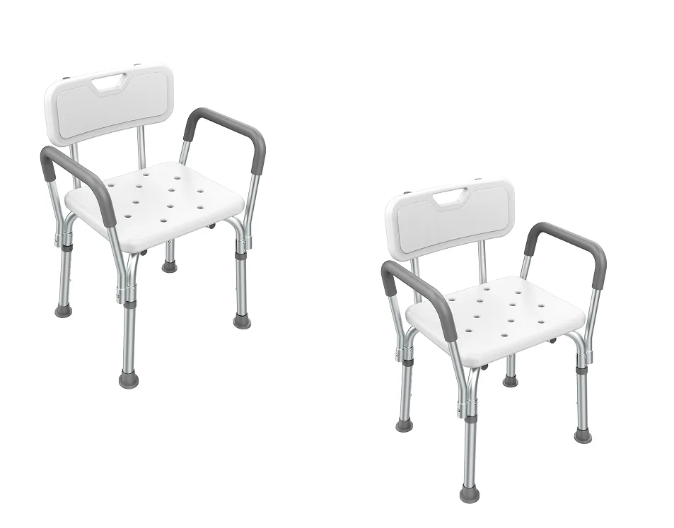 2 Pack-White shower chair/bathtub seat with padded armrests