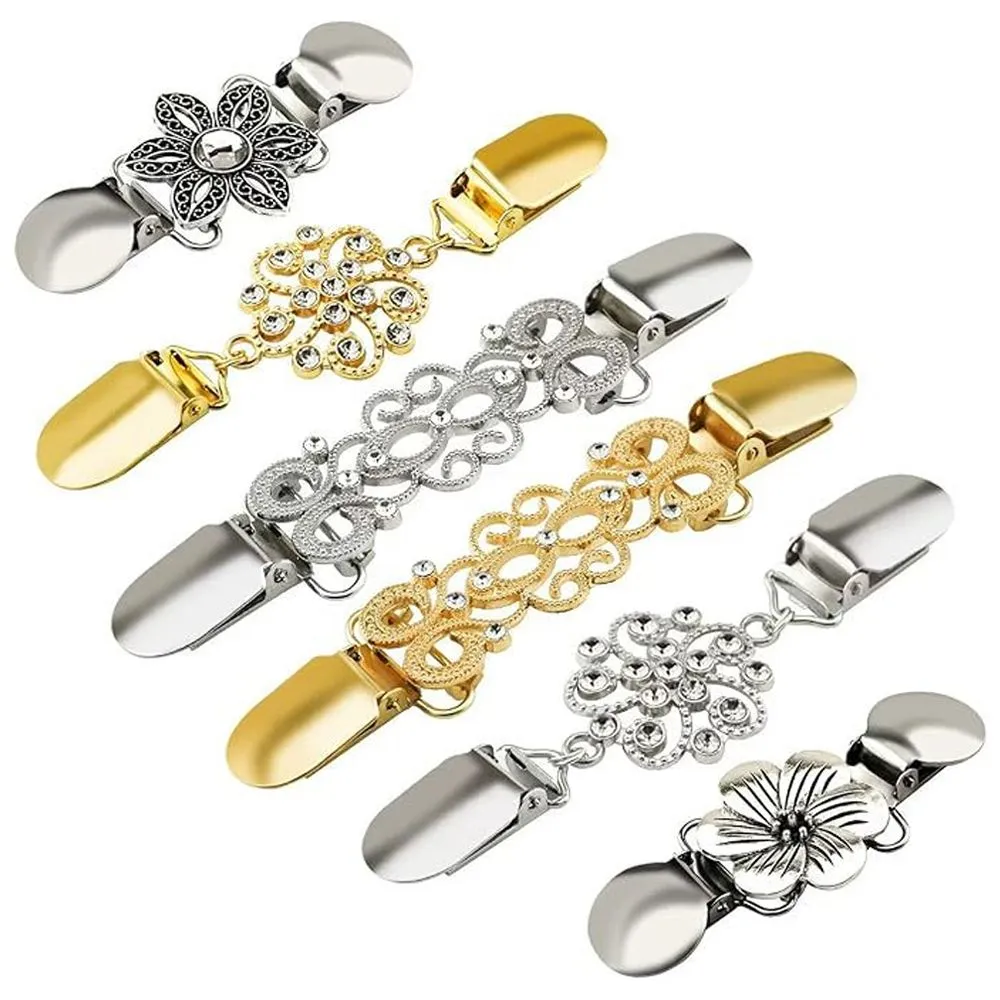 6 Pieces Retro Sweater Clips for Cardigans, Vintage Cinch Clip for Dresses