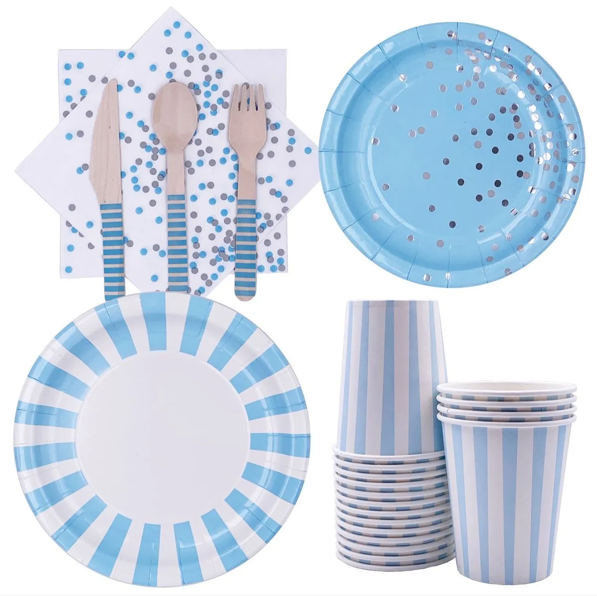 iKids Party Tableware - 16 Guests - Classic Blue