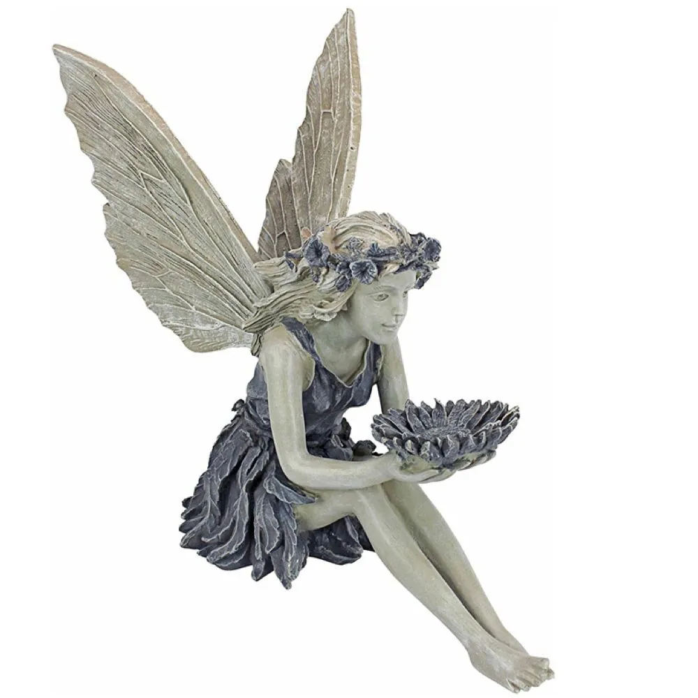 Home Garden Decor Mythical Sitting Fairy Statue Gentle (14x15cm)