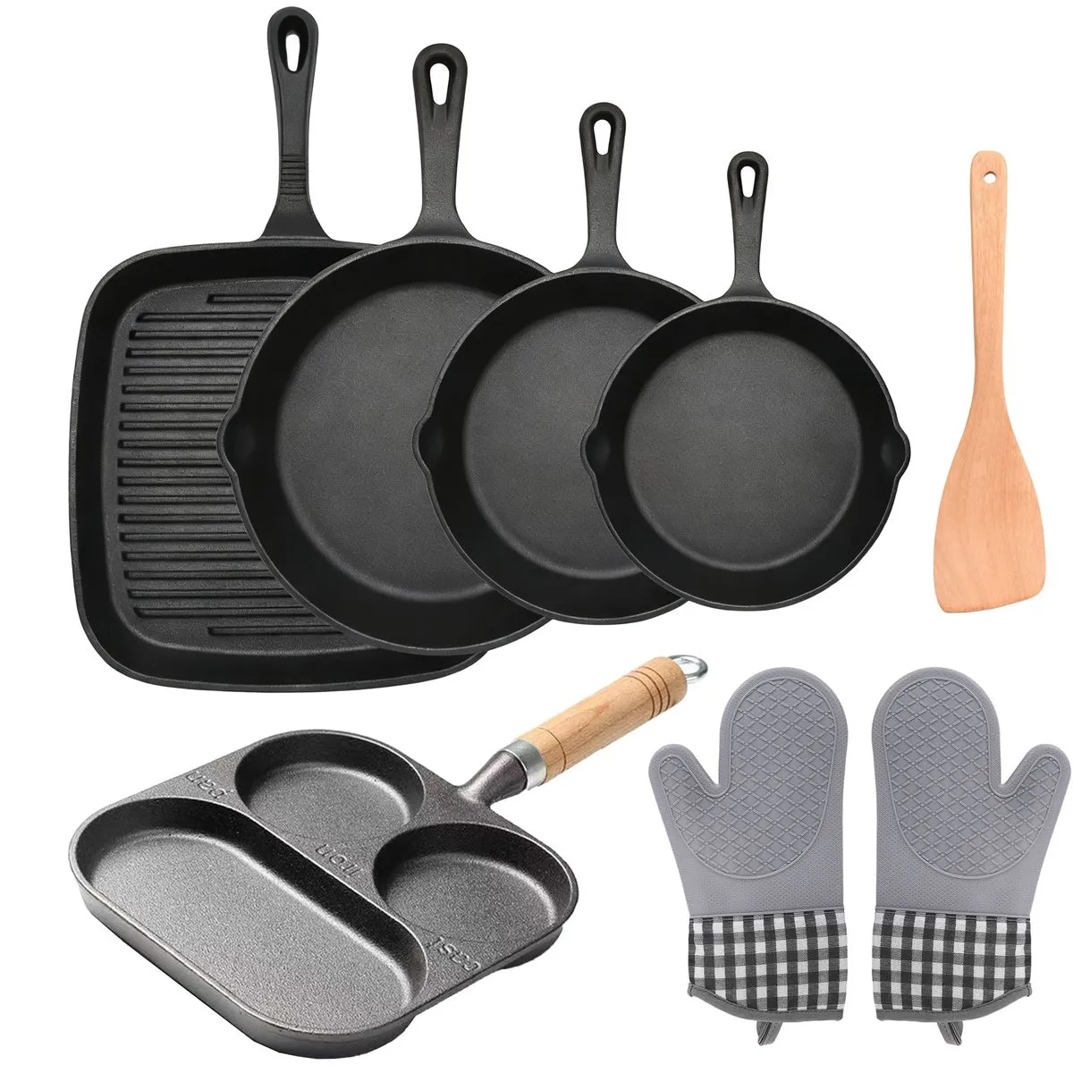 JESSEJESSE 7 Pcs Frying Pans Set,Stainless Steel Cookware Fry Pan Sets