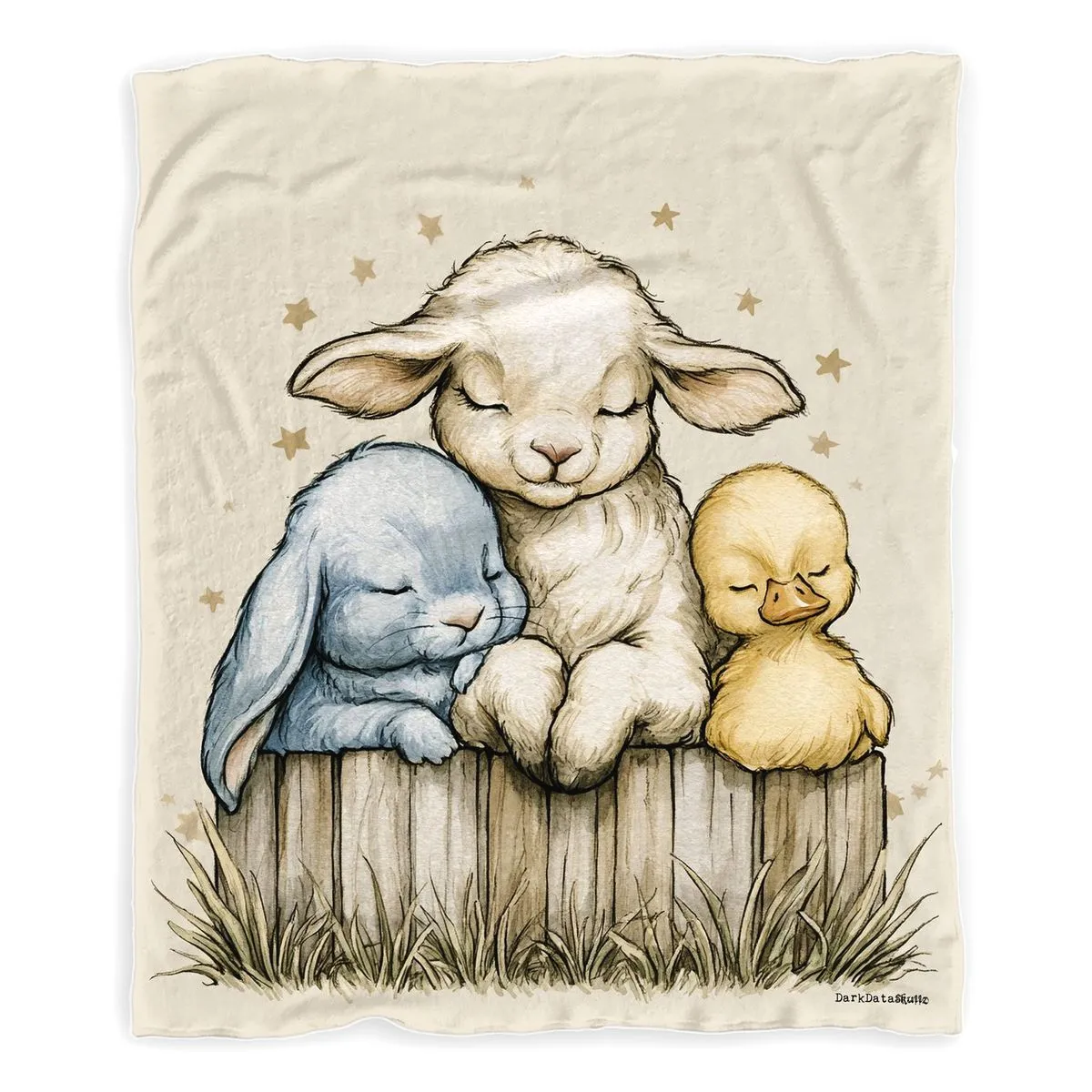 Bedtime Sleepy Farm Animals Baby Fleece Blanket by Wikus Schalkwyk